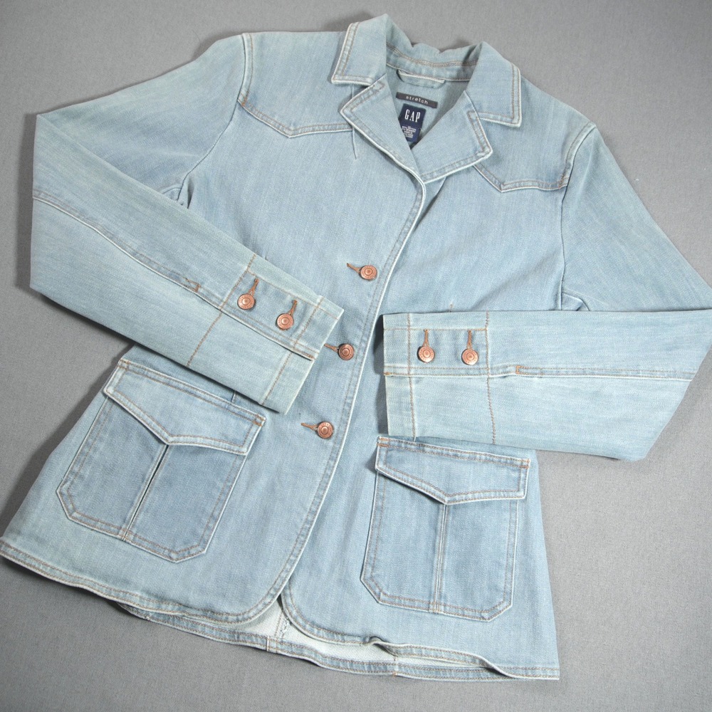 Vintage 90's Gap Western Cowgirl Rodeo Retro Denim Light Wash Women Jacket M